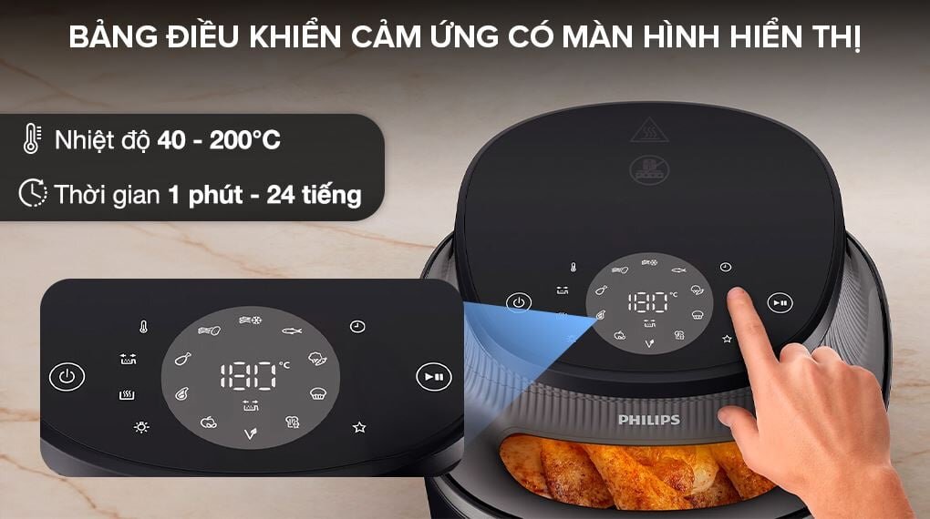 Bảng điều khiển cảm ứng của nồi chiên không dầu NA332/00 điều chỉnh linh hoạt nhiệt độ và thời gian