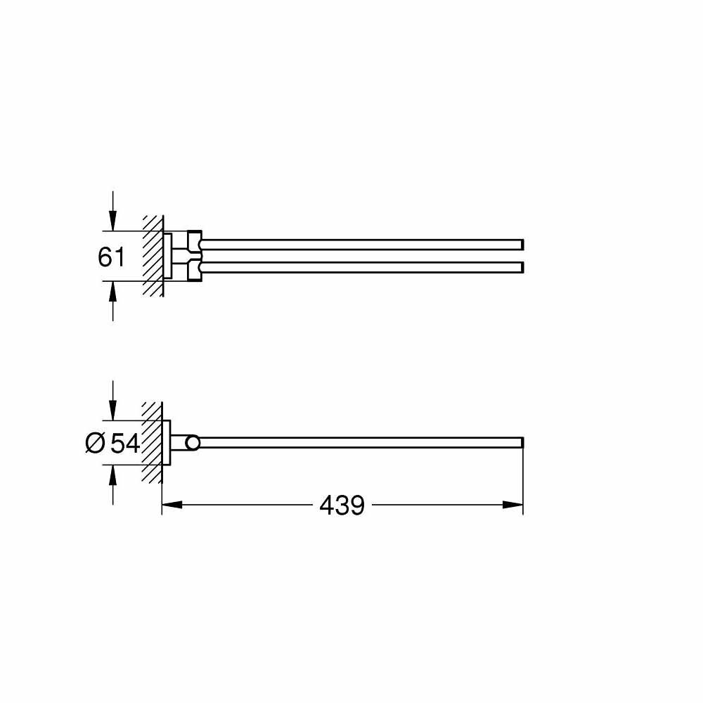 Bản vẽ kỹ thuật thanh treo khăn đôi Essentials GROHE 40371001
