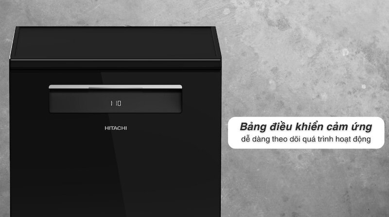 Máy rửa bát độc lập Hitachi HDF-F158CVGB có bảng điều khiển cảm ứng