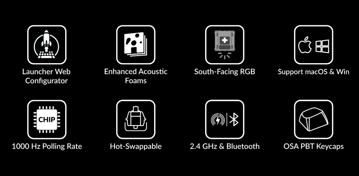 Bàn phím Keychron K8M-A4 K8 Max White Backlight Banana Switch - Black 2