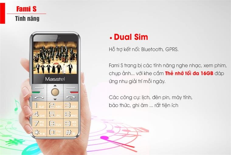 Điện thoại Masstel Fami S - Gold