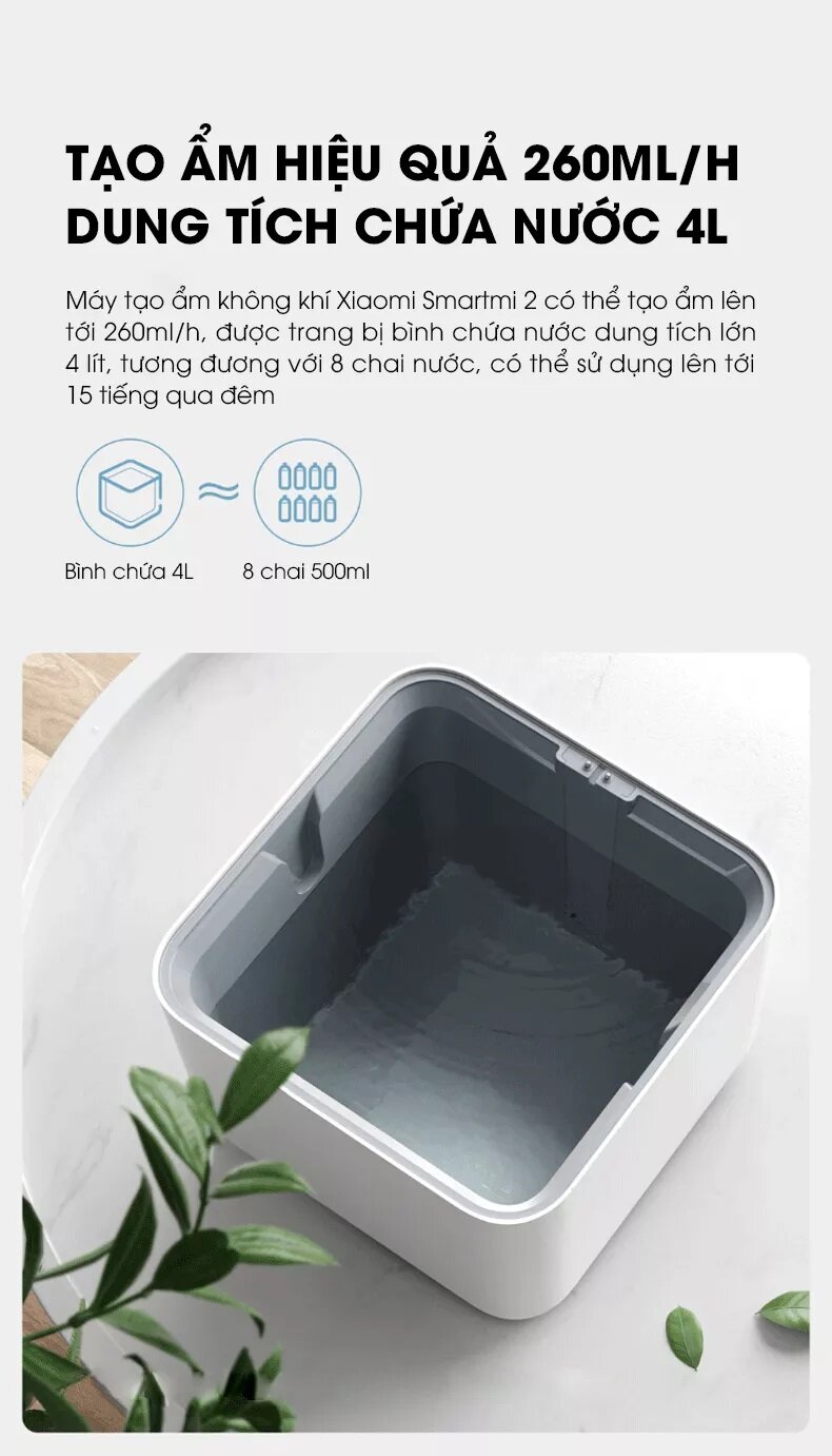 Máy tạo ẩm bay hơi tự nhiên Smartmi Evaporative Humidifier Gen 2 - Bản quốc tế - Màu trắng 