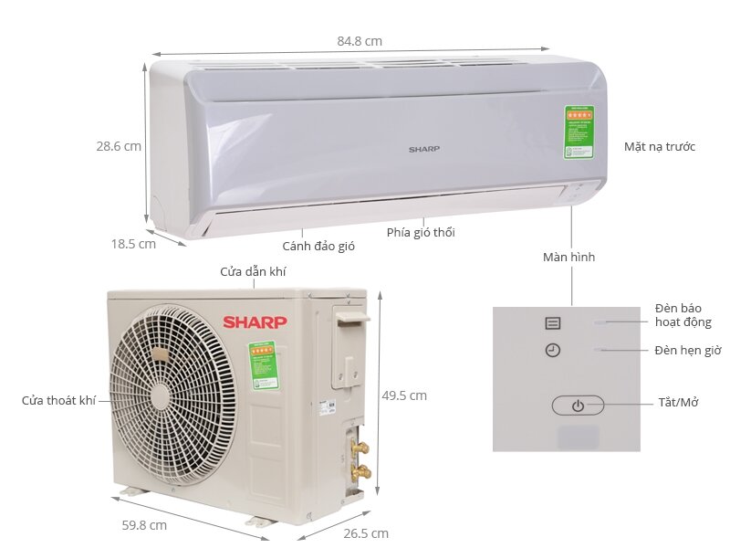 điều hòa Sharp 9000 BTU 1 chiều AH-A9PEW gas R-22