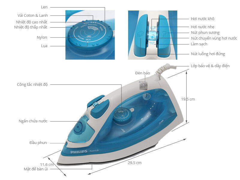 Bàn ủi hơi nước Philips GC2910 Bàn ủi hơi nước Philips GC2910