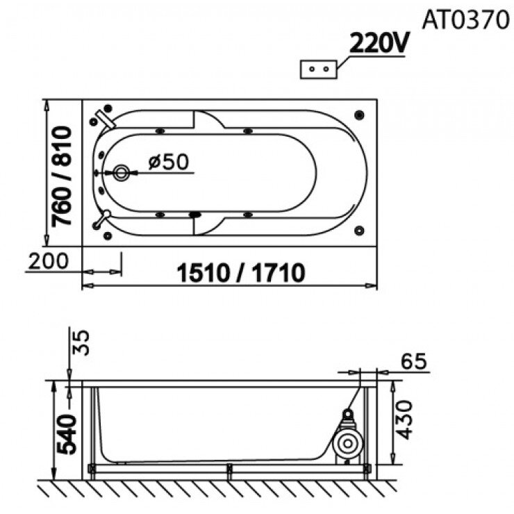 Bồn Tắm Dài Caesar AT0370