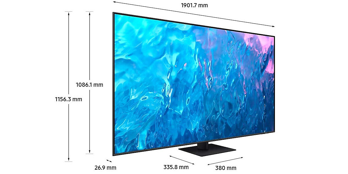 Kích thước tổng thể của tivi Samsung QLED 4K 85 inch QA85Q70C