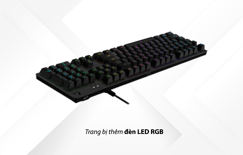 Hệ thống đèn RGB LIGHTSYNC trên Logitech G512 GX Linear cho phép tùy chỉnh 16,8 triệu màu trên từng phím