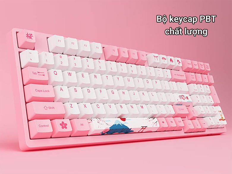 Bàn phím cơ Akko 3098 World Tour Tokyo (Akko Pink Switch V2) | Bộ keycap PBT chất lượng