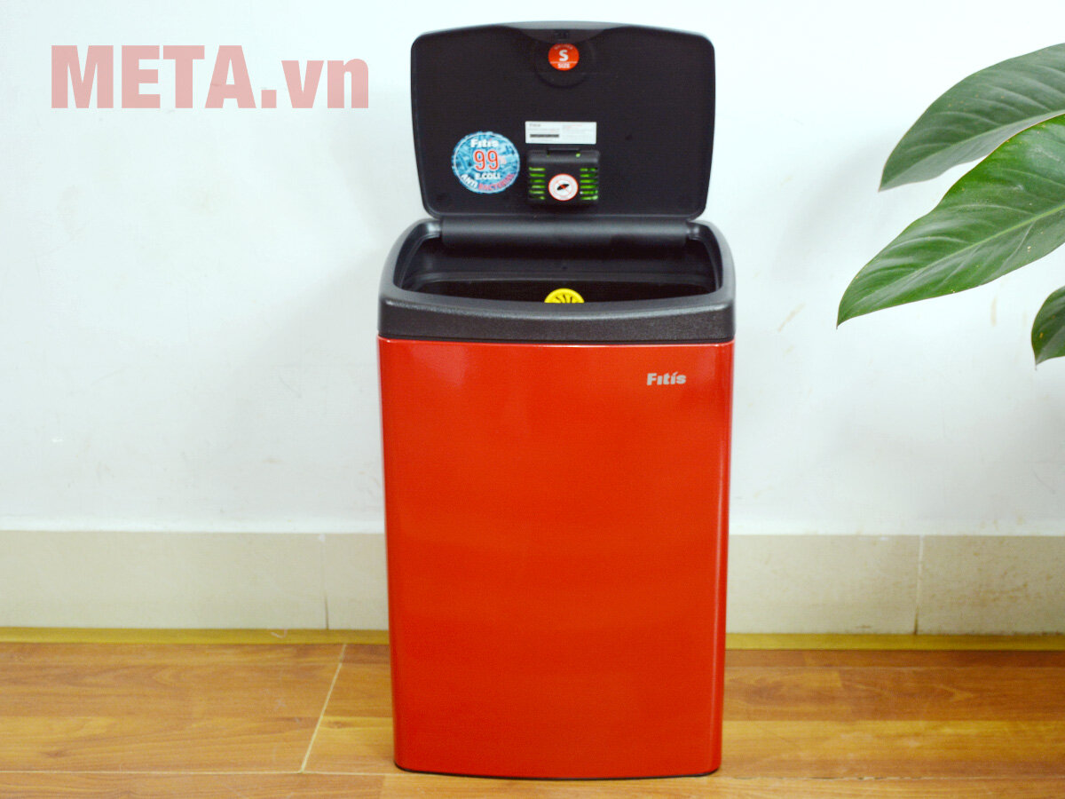 Thùng rác inox nhấn vuông nhỏ Fitis STS1-906 - 15 lít (Đỏ)