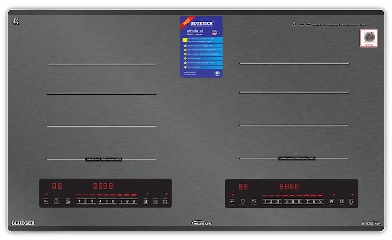 Bếp từ đôi Blueger B9200MA sở hữu thiết kế sang trọng,