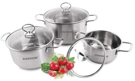 Bộ nồi inox 3 đáy Sunhouse SH893