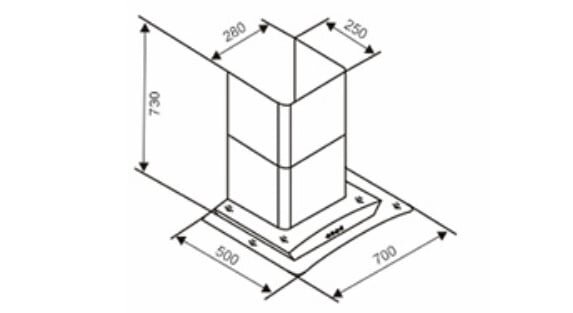 Kích thước máy hút mùi Capri CR-646H Kích thước máy hút mùi Capri CR-646H