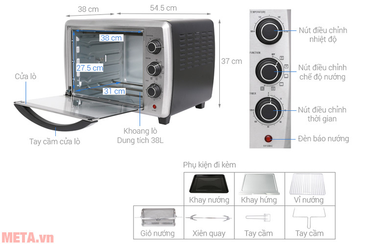 Lò nướng Electrolux EOT38MXC (38 lít) Lò nướng Electrolux EOT38MXC (38 lít)