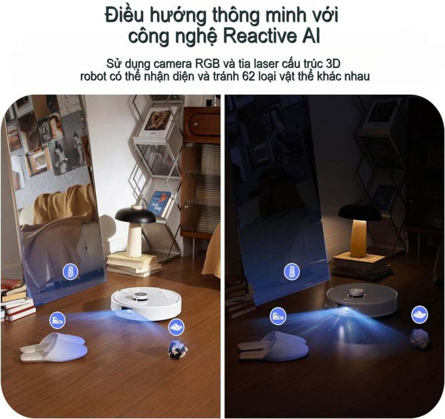 Công nghệ Reactive AI – Nhận diện chướng ngại vật thông minh Robot Roborock Q Revo Curv