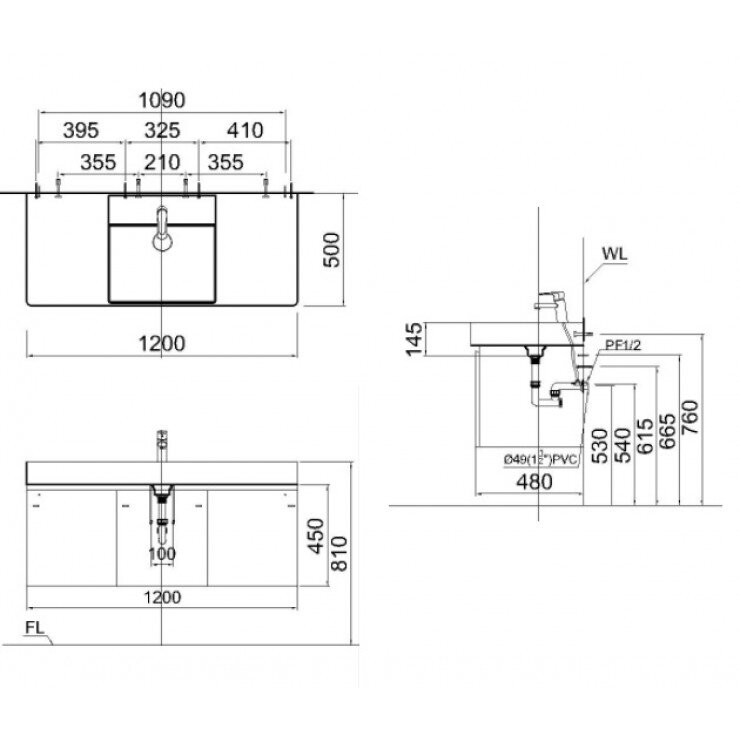 Bản vẽ kỹ thuật Lavabo CAESAR LF5388