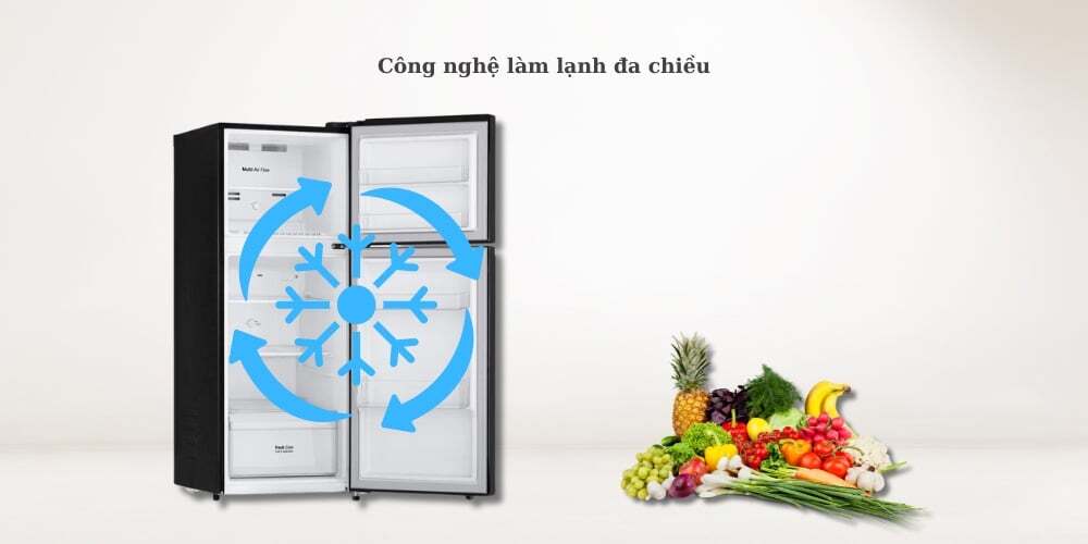 Làm lạnh đa chiều Multi Air Flow - Phân bố hơi lạnh đồng đều LG 217 lít LTB21BLMD