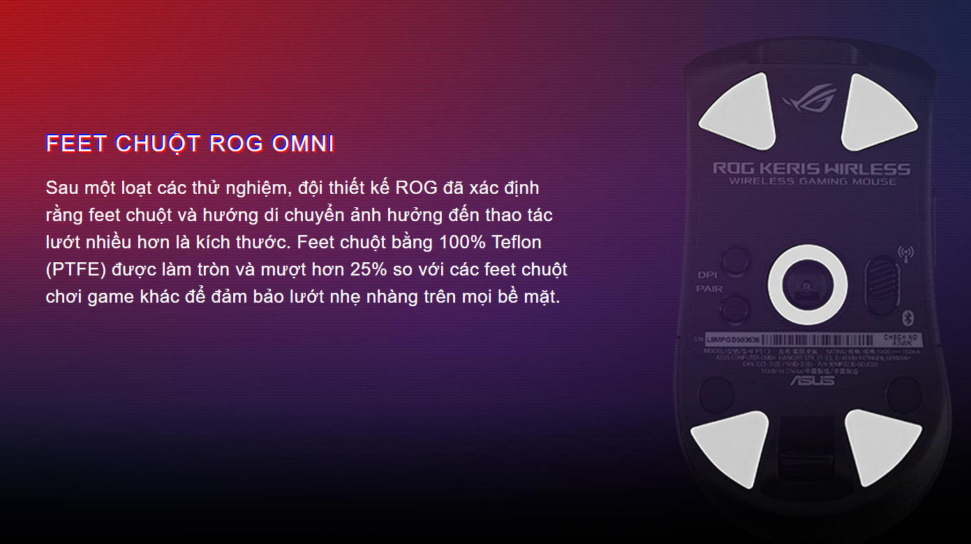 Chuột game không dây Asus ROG Keris EVA (USB/RGB/Tím) (P517) 7