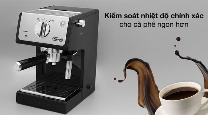 Máy pha cafe Delonghi ECP33.21.BK sử dụng công nghệ Thermoblock, có khả năng kiểm soát nhiệt độ hiệu quả