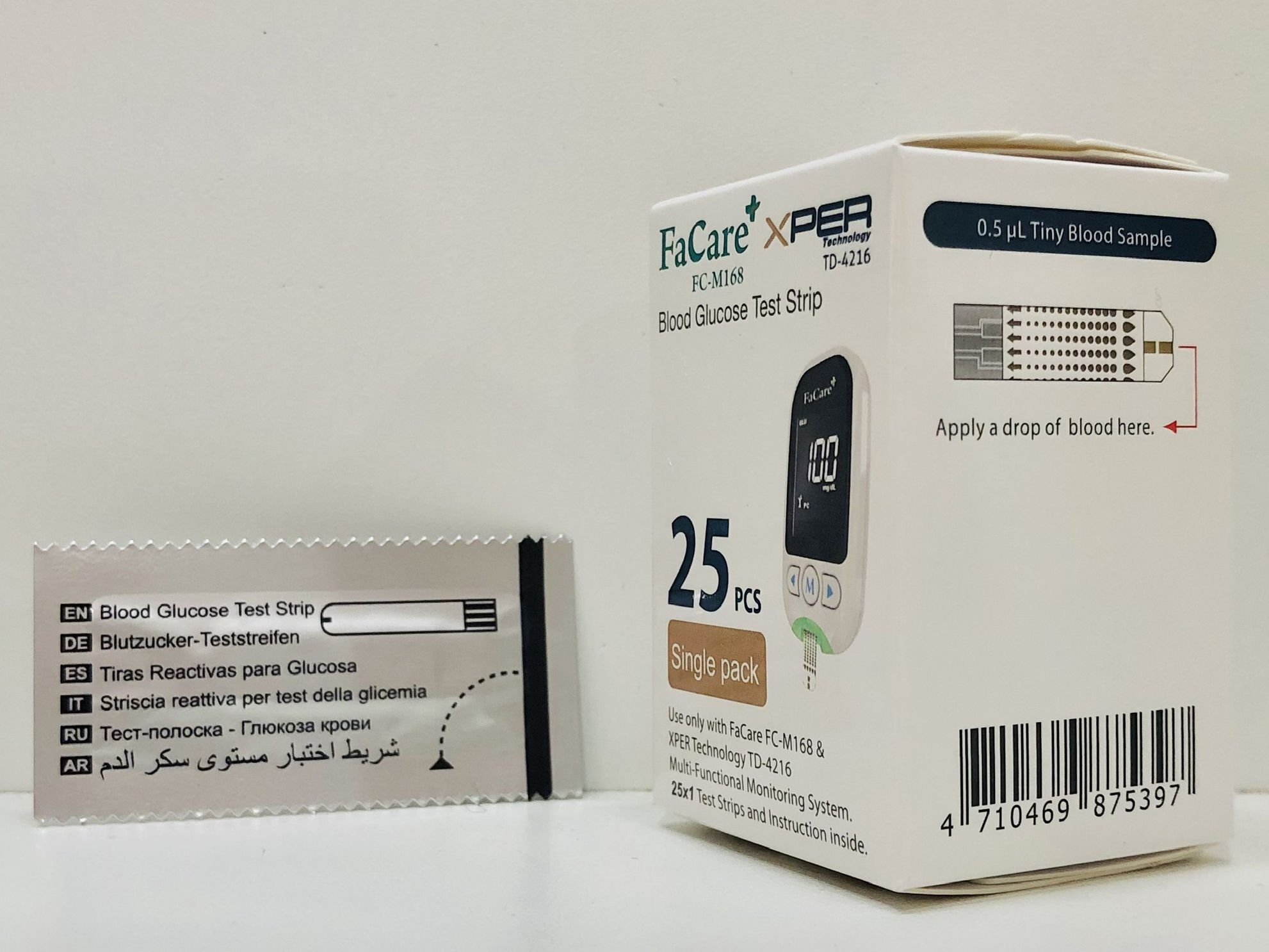 Hộp 25 que thử đường huyết FaCare kim lấy máu FC-M168