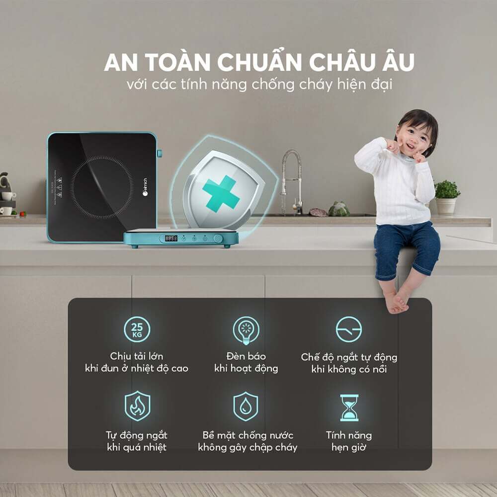 Tính năng an toàn và tiện lợi Bếp điện từ Elmich