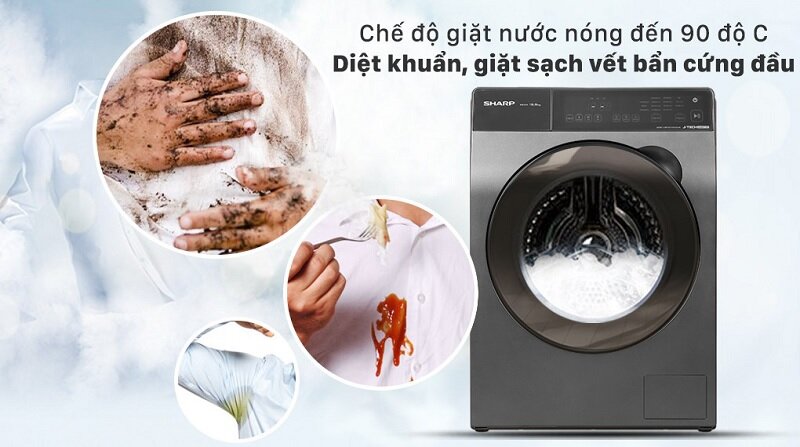 Máy giặt Sharp Inverter 12.5 Kg ES-FK1252PV-S giặt nước nong