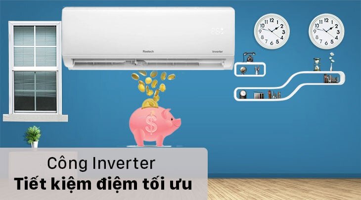 điều hòa 1 chiều Reetech RTV18-TC-BI/RCV18-TC-BI sử dụng công nghệ Inverter tiết kiệm điện năng