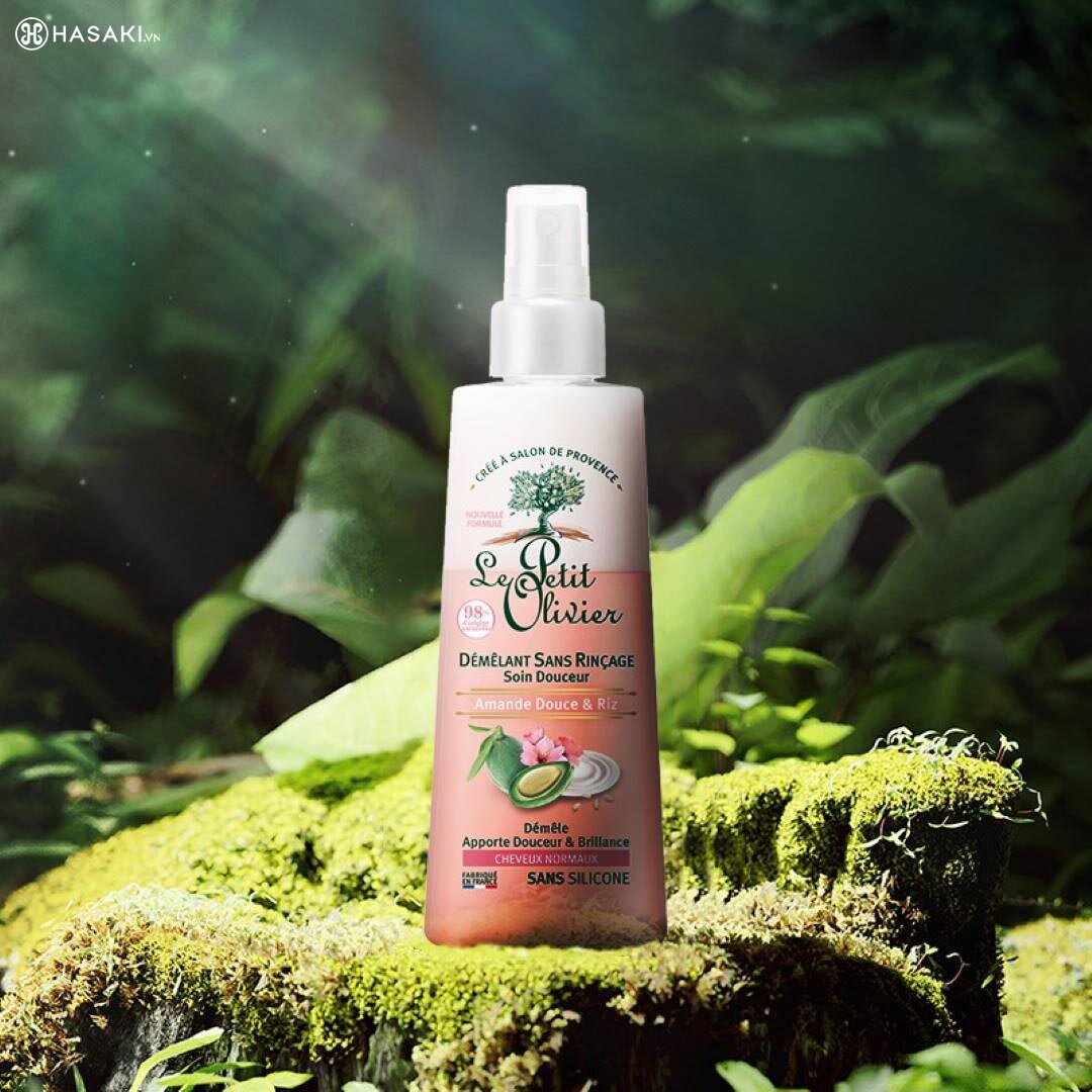 Xịt dưỡng mềm mượt nuôi dưỡng tóc Le Petit Olivier chiết xuất sữa hạnh nhân và sữa gạo 150ml
