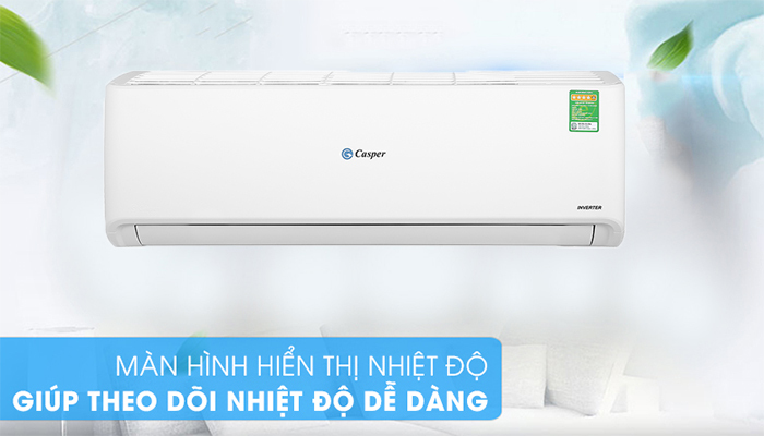Điều hòa Casper Inverter 12000 BTU 1 chiều GC-12IS33 gas R-32 3 Điều hòa Casper 12000 BTU 1 chiều Inverter GC-12IS33 với màn hình Led thông minh, không hề chói mắt.