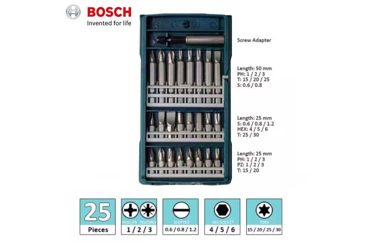 Bộ mũi vặn vít 25 chi tiết Bosch 2607017400