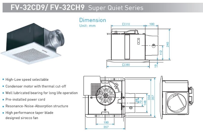 Quạt thông gió Panasonic FV-32CD9