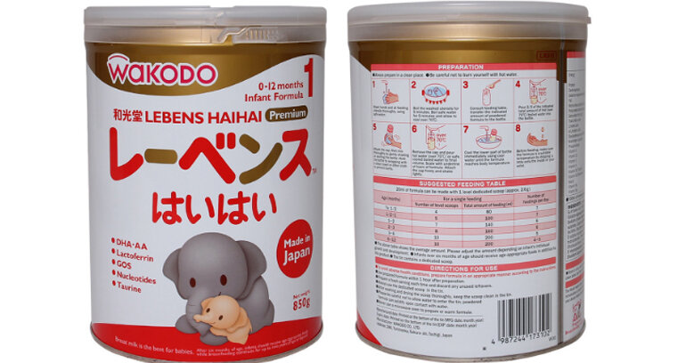 Sữa bột Wakodo Lebens 1 - hộp 850g (dành cho trẻ từ 0-12 tháng tuổi)