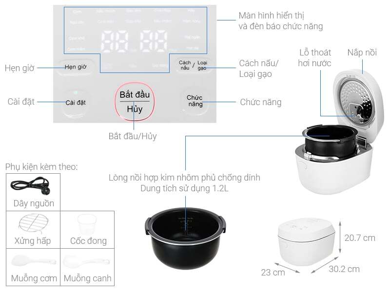 Nồi cơm cao tần Sharp KS-IH122V-WH 1.2 lít Nồi cơm cao tần Sharp KS-IH122V-WH 1.2 lít