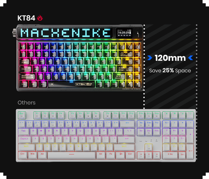 Bàn phím Machenike KT84-B84W Smart Screen Tri-mode 5