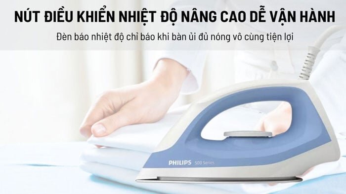 Đầu bàn ủi Philips DST0520/20 có nút điều khiển nhiệt độ dễ dùng