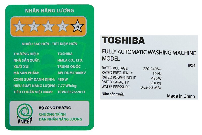Máy giặt Toshiba Inverter 12 kg AW-DUM1300KV(MG) tiết kiệm điện
