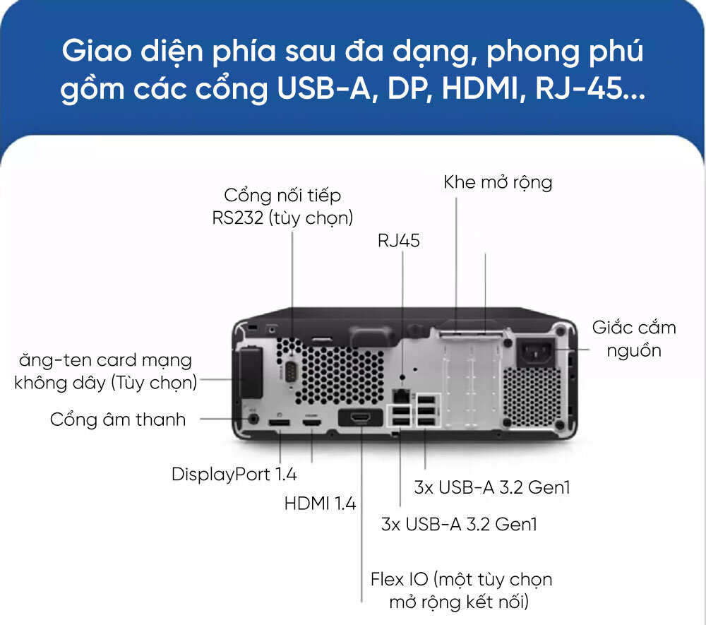  Cổng kết nối đa dạng PC HP Pro SFF 400 G9 8U8H6PA 