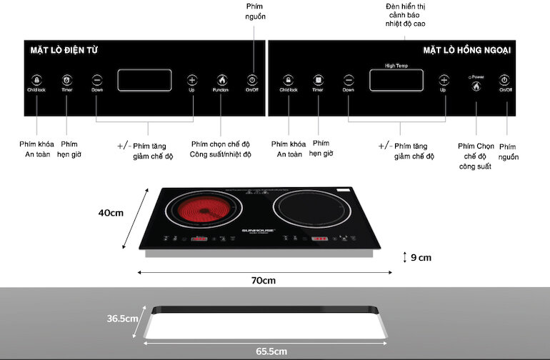 Bếp từ 2 vùng nấu SUNHOUSE SHB8609