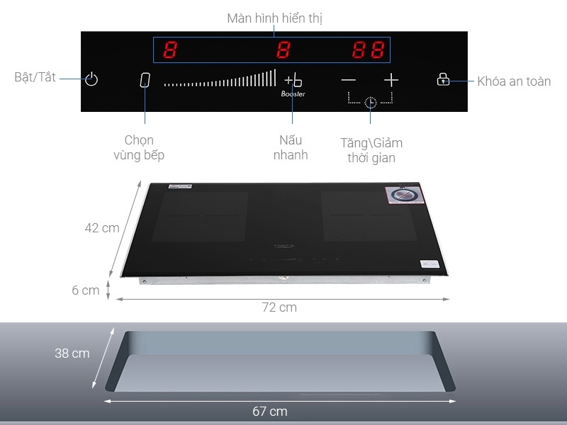 Bếp từ 2 vùng nấu Chef's EH-DIH328 có bảng điều khiển cảm ứng trượt hiện đại