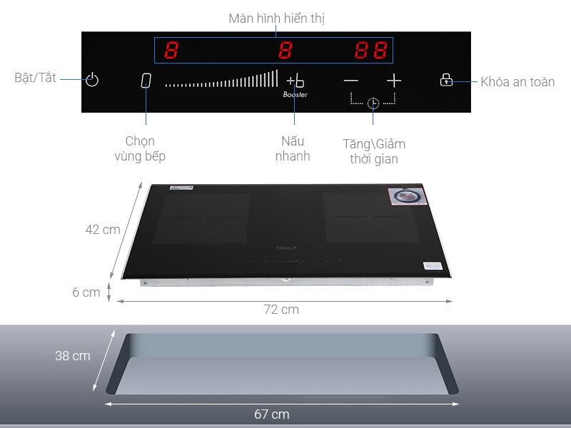 Bếp từ 2 vùng nấu Chef's EH-DIH328 có bảng điều khiển cảm ứng trượt hiện đại