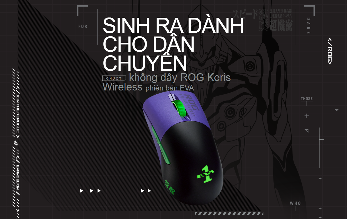 Chuột game không dây Asus ROG Keris EVA (USB/RGB/Tím) (P517) 1
