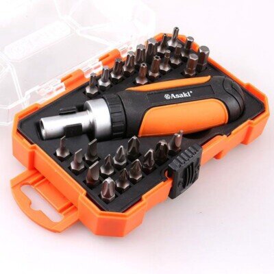 Bộ mũi vít & tay vặn 2 chiều 29 chi tiết Asaki AK-6360