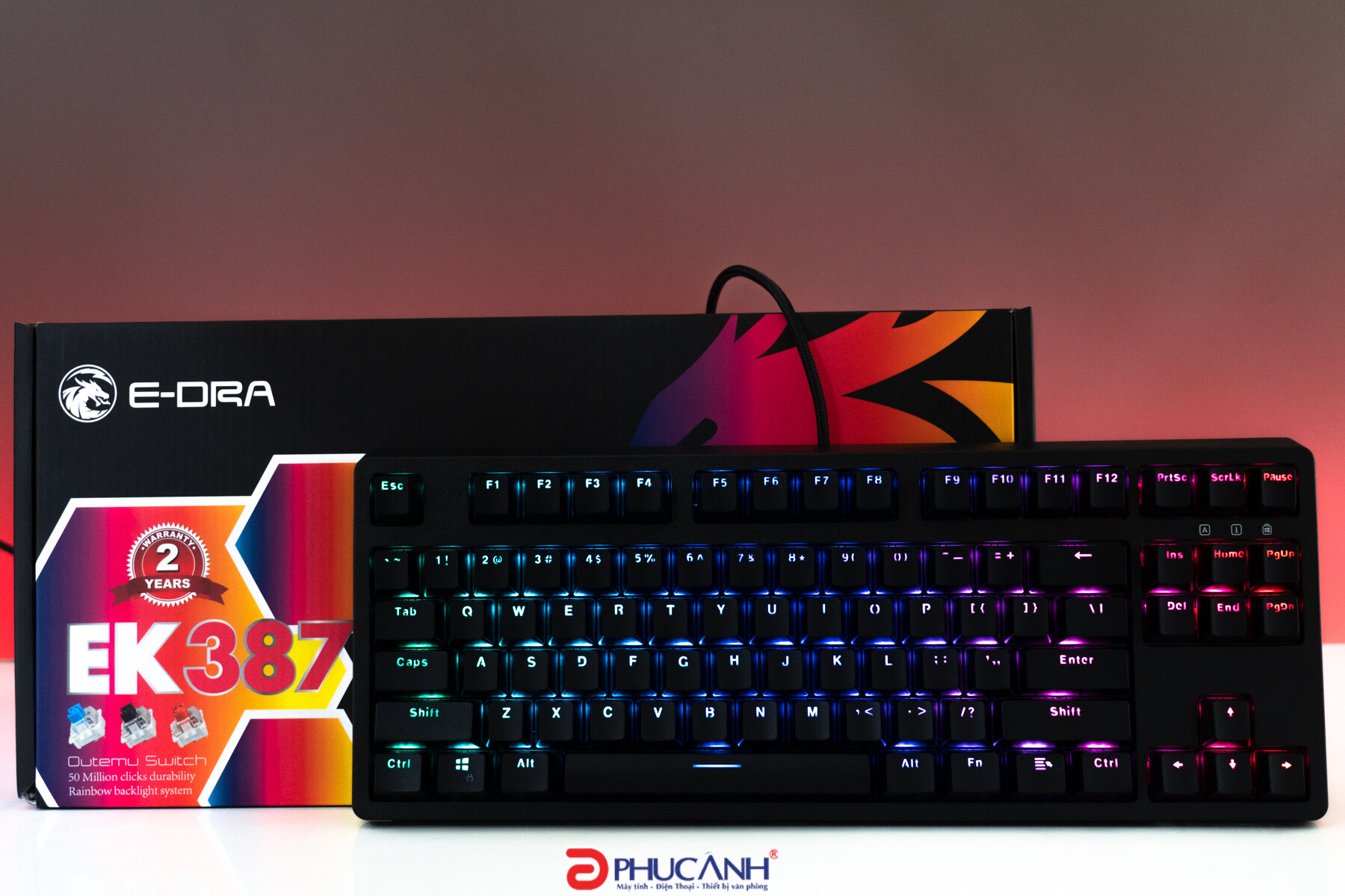 Bàn phím cơ E-Dra EK387 RGB Red Switch (TKL)