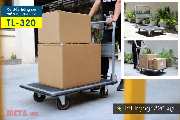 Xe đẩy hàng 4 bánh sàn thép Advindeq TL-320