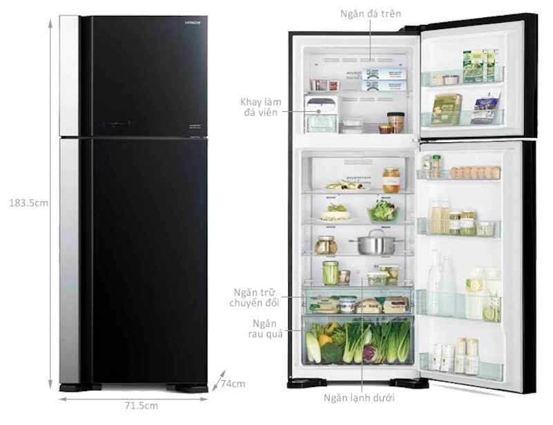 Tủ lạnh Hitachi Inverter 450 lít R-FG560PGV8 4 Ngăn thực phẩm tươi sống trong tủ lạnh Hitachi Inverter 450 lít R-FG560PGV8
