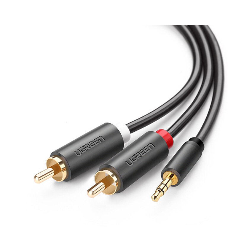 Cáp Audio 10m Ugreen 10514 từ 1 giắc 3.5mm 1 đực sang 2RCA đực