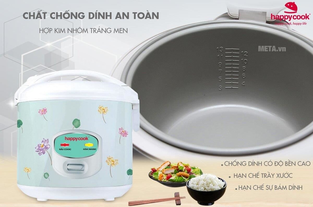 Nồi cơm điện nắp gài HappyCook HCJ-1811 - 1,8 lít (Xanh)