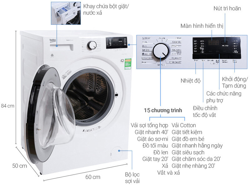 Máy giặt Beko 7 kg WMY 71033 PTLMB3 Máy giặt Beko 7 kg WMY 71033 PTLMB3