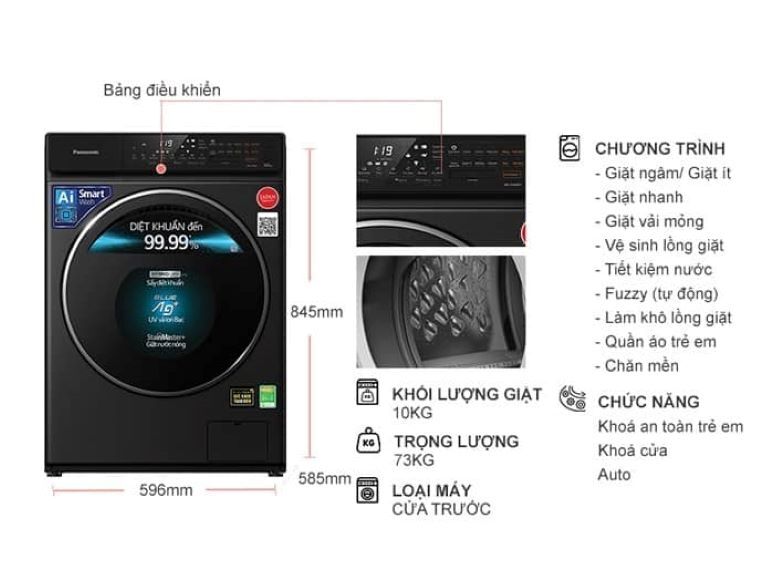 Máy giặt sấy Panasonic 9 Kg NA-V90FR1BVT