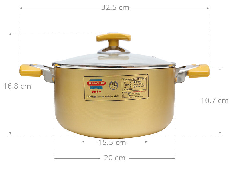 Nồi nhôm anod cao cấp 20 cm Sunhouse SH8834-20EBN Nồi nhôm anod cao cấp 20 cm Sunhouse SH8834-20EBN