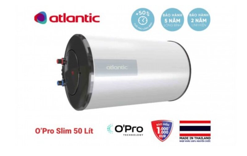 Thiết kế bình nóng lạnh Atlantic OPRO SLIM 50L độc đáo, phù hợp với mọi không gian nhà tắm